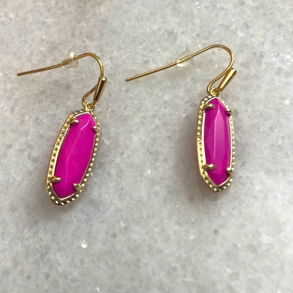 Kendra Scott Eleanor Small Drop Earrings Magenta Gold genuine stone Jewelry New - Picture 1 of 4